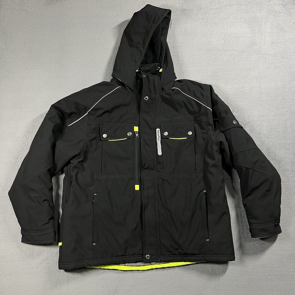RefrigiWear Jacket Mens XL Black Extreme Hooded Insulated Work Coat Cold Weather